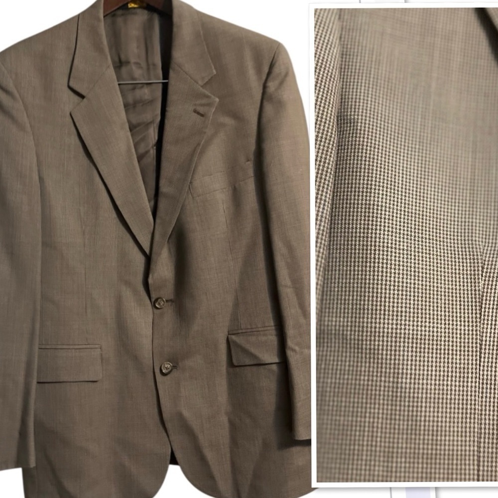 Brook Brothers Houndstooth Sports Jacket Blazer 40R Brown Wool 2 Button Single
